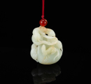 Early 20th Century-A Wihte Jade Carved �Five Rat And Gourd� Pendant - 2