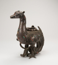 Late Qing-A Bronze inlaid Gems Ancient Duck - 2