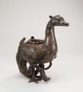 Late Qing-A Bronze inlaid Gems Ancient Duck - 3