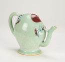 Qing-A Celadon And Red Glazed Peach Tea Pot Form - 2