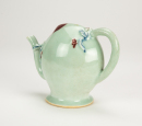 Qing-A Celadon And Red Glazed Peach Tea Pot Form - 4