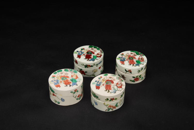 Late Qing-A Group Of Four Famille- Glazed �Childs� Cover Boxes (4 Pcs)