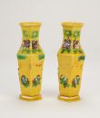 Qing-A Pair Of Yellow Ground Glazed Sancai Hexagon �Eight Immortals� Vases - 2