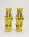 Qing-A Pair Of Yellow Ground Glazed Sancai Hexagon �Eight Immortals� Vases - 3