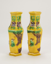 Qing-A Pair Of Yellow Ground Glazed Sancai Hexagon �Eight Immortals� Vases - 4