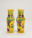 Qing-A Pair Of Yellow Ground Glazed Sancai Hexagon �Eight Immortals� Vases - 5