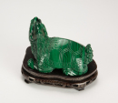 A Malachite Carved �Dragon Turtle� with Woodstand - 4