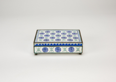 Late Qing-A Blue And White with Light Green Glazed �Hundred Shou� Square Cover Box