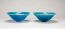 Early 20th Century-A Pair Of Blue Glazed Mold Flower Bowls. - 3