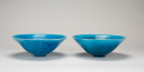 Early 20th Century-A Pair Of Blue Glazed Mold Flower Bowls. - 4