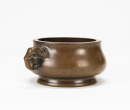 Qing- A Bronze Double Elephant Handle Censer - 2