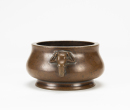 Qing- A Bronze Double Elephant Handle Censer - 5