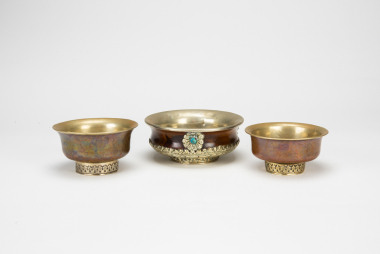 Rebublic-A Group Of Three Sliver Brown Glazed Buddhist Bowls