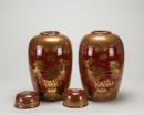 Qing - A Pair Of Red Glazed Gilt’Fu Shuo,Birds And Flowers’ Jar And Cover - 5