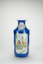 Qing - DaoguangA Blue Ground Famille - Glazed ‘Figures,Flowers’ Vase