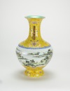 Repblic - A Yellow Ground Famille-Glazed ‘Landscape’ Vase - 2