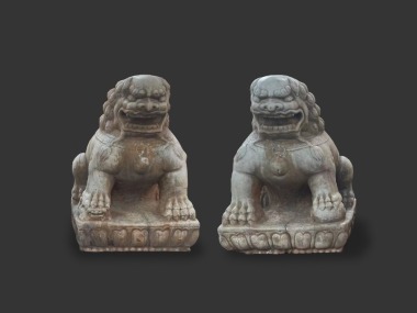Ming - A Rare Pair Of WhitenMarble Lions