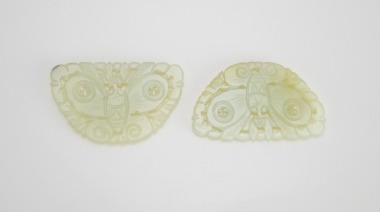 Republic - A Pair Of White Jade Carved Butterfly Pendants