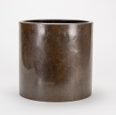 Qing - A Large Bronze Brush pot With Mark - 3