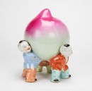 Late Qing/Republic - A Famille Glaze ‘Three Boys Lift Shou Peach’ Statue - 2