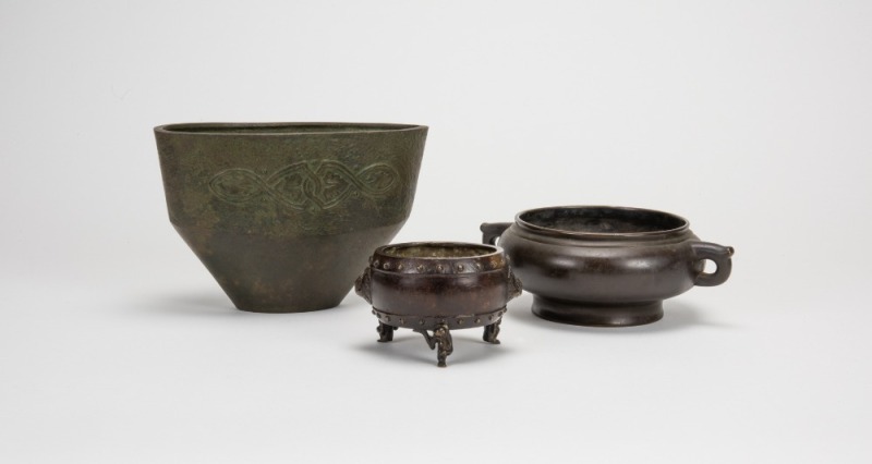 Qing - A Group Of Three Bronze Censor