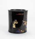 Qing - A Zitan Insert Gems ‘Qianlong Hunting’ Brushpot - 2