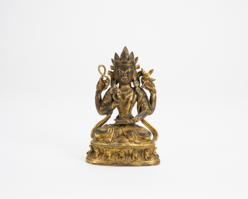 Qing - A Gilt - Bronze Figure Of Shadakshari Avalokitesvara