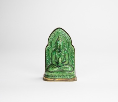 Qing - A Green Glazed Ceramic Figure Of Amitayus