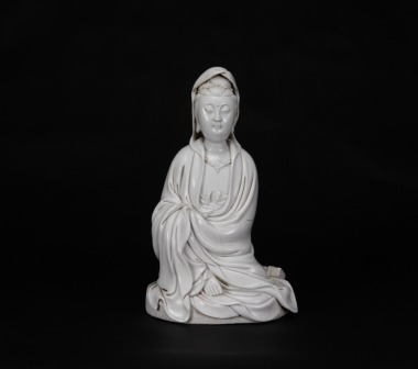 Qing - A Dehua White Porcelain Guanyin Statue.