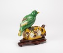 Qing - Verte San Cai ‘Bird And Plum’ Ewer (Woodstand) - 5