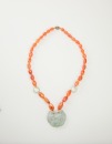 A Translucent Jadeite Pendant With Agate Beads Necklace