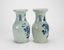 Late Qing/Republic - A Light Green Ground Blue Glazed ‘Flowers’ Vases (2 pcs) - 2