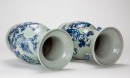 Late Qing/Republic - A Light Green Ground Blue Glazed ‘Flowers’ Vases (2 pcs) - 8