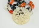 A White Jade Pendant With Agate Beads Necklace - 5