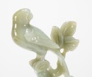 Early 20th Century - A Green White Jade Carved Parrots (Woodstand) - 5