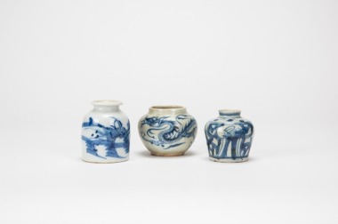 Qing - A Group Of Three Small Blue And White Jars