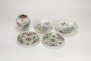 Late Qing - A Total Group Of Five Famille Glazed Dishes And Jar