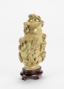 Qing - A Yellowish Green Jade Carve ‘Chilung’ Vase And Cover - 2