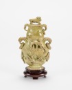 Qing - A Yellowish Green Jade Carve ‘Chilung’ Vase And Cover - 4