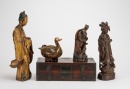 A Group Of Five Wood Carved Statue and Box(5 Pcs) - 2