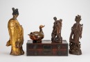 A Group Of Five Wood Carved Statue and Box(5 Pcs) - 3