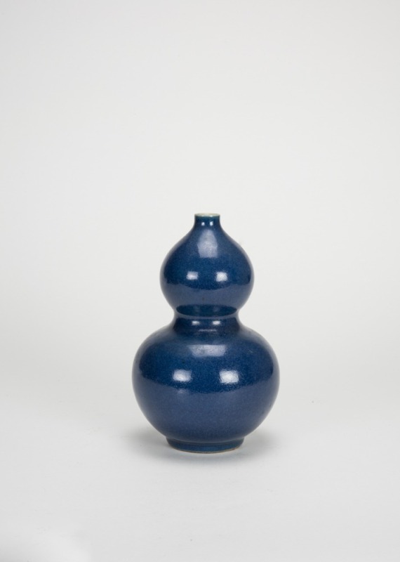 Qing - A Blue Glazed Gourd Shape Vase