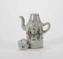 Late Qing - A Famille Glazed ‘Figures’ Wine Ewer With Cover - 5