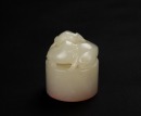 Qing - A Fine White Jade Carved Two Beast Seal - 4