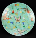 Late Qing - A Pair Of Teal Green Ground ‘Butterfly’ Dishes - 6