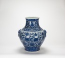 Late Qing/Republic - A Blue And White ‘Eight Treasure And Interlocking Flower’ With Double Handles Vase