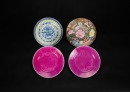 Qing/Republic - A Pair Of Pink Glazed Dishes And FamilleGlazed ‘Flowers’ Dish