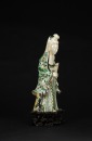 Qing Kungxi - A Famille - Verte Guanyin Statue (Woodstand) - 2