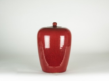 Qing - A Chinese Sacrif icial Red Ginger Jar And Cover