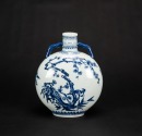 Qing - A Blue And White ‘Magpie And Plum Bossom’ Moonflask - 4